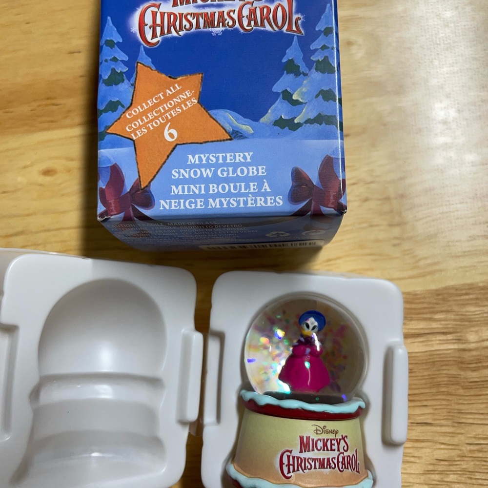Disney Mickey's Christmas Carol Blue and Red Snow Globe